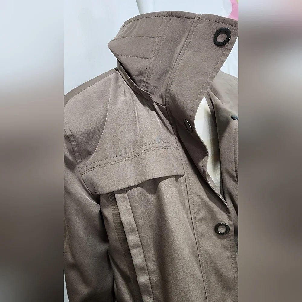 Womens Tan Utility Jacket XL Removable Liner Lightweight Trench Coat Sz